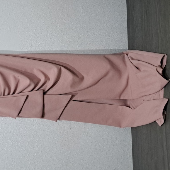 Xscape Off-the-Shoulder Ruched Ruched Waist Scuba Crepe Thigh High Slit … - Picture 5 of 11